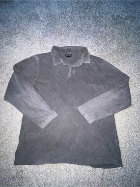PacSun Men's Long-Sleeve Polo - Charcoal Gray